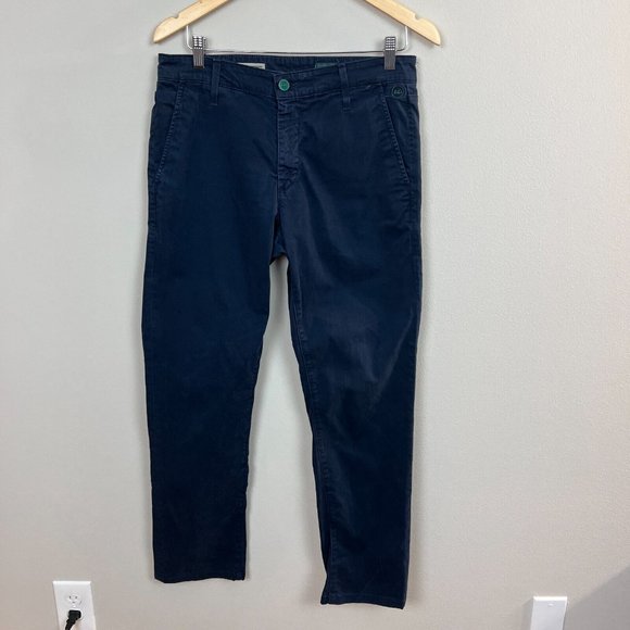 AG Adriano Goldschmied The Graduate Tailored Leg Pants 32x29 Men Navy Blue Chino - Picture 1 of 11